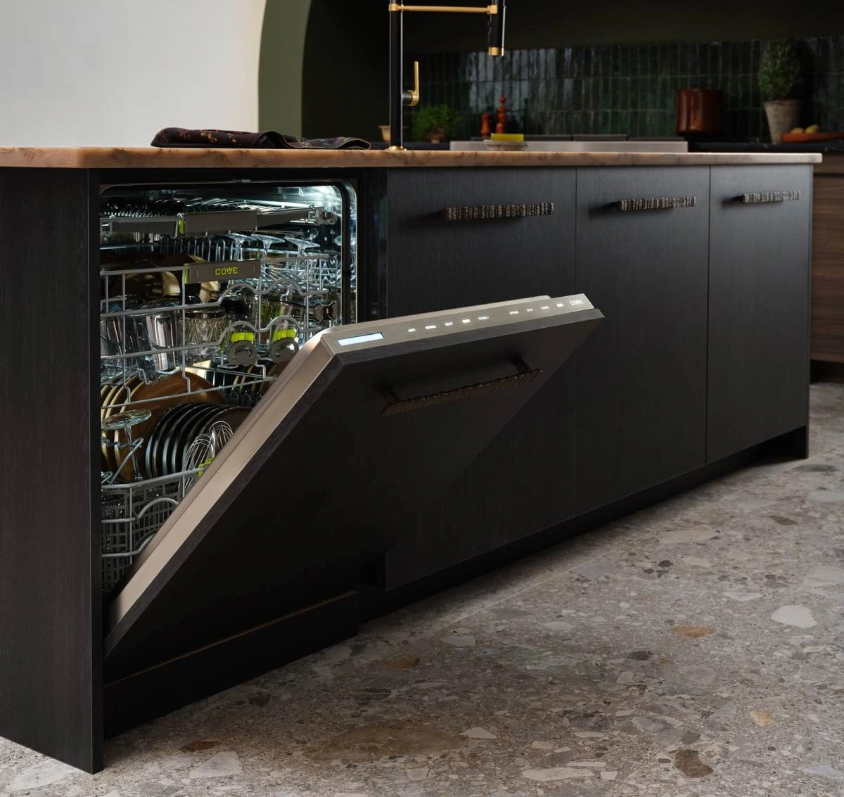 Integrated Dishwasher with Cabinet Panel Cove integrated dishwasher with wood panel